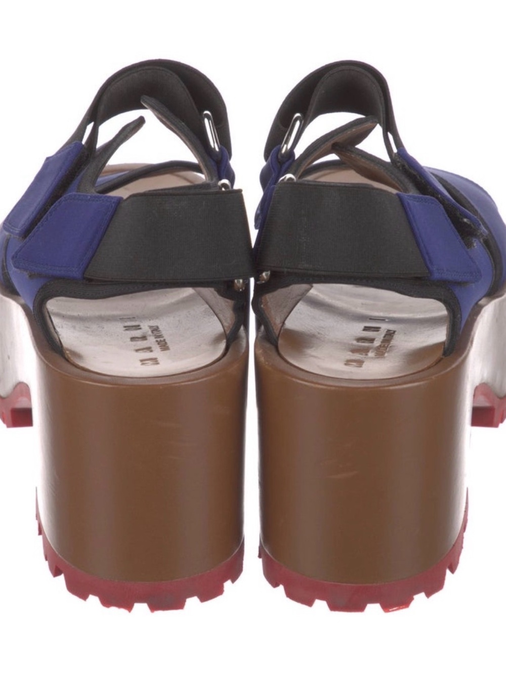 Marni Blue and Brown Platform Lug-Sole Sandal with Red Outsole - Picture 3 of 5
